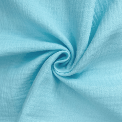 Ткань Муслин Жатый, цвет Небесно-голубой (на отрез)  в Тамбове