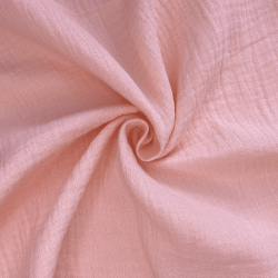 Ткань Муслин Жатый (Ширина 1,4м), цвет Нежно-Розовый (на отрез) в Тамбове