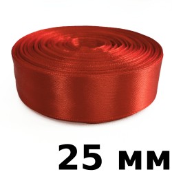 Лента Атласная 25мм, цвет Красный (на отрез) в Тамбове