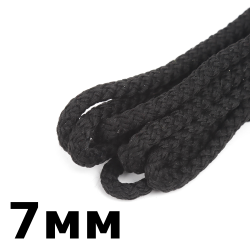 Шнур с сердечником 7мм, цвет Чёрный (плетено-вязанный, плотный)  в Тамбове